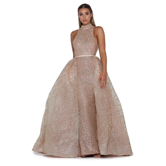 Portia and Scarlett Dresses Rose Gold Glitter Long Formal Dress